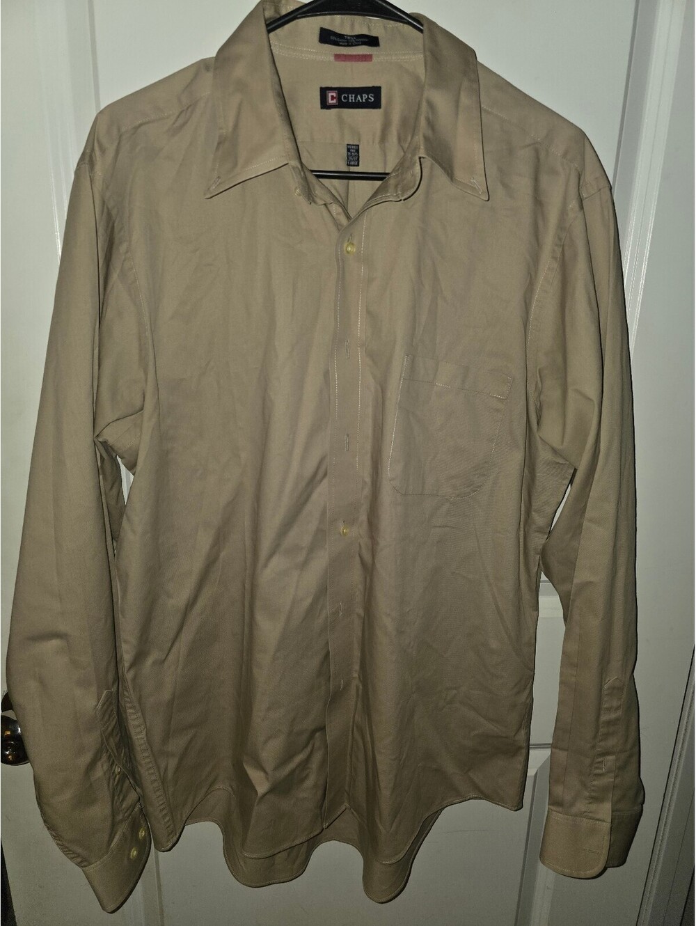 Chaps Men's dress shirt Light Tan - Size Large 16-16.5. 36/37